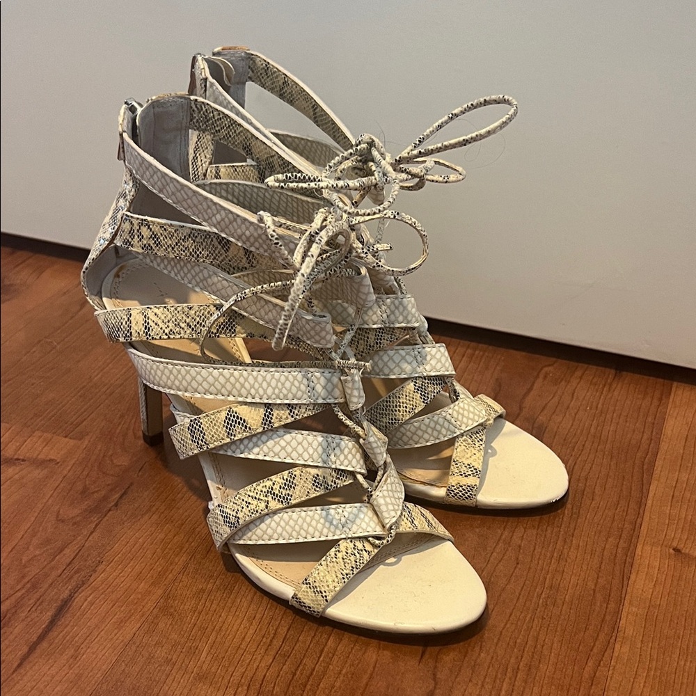 BR Banana Republic Snakeskin Strappy Heels